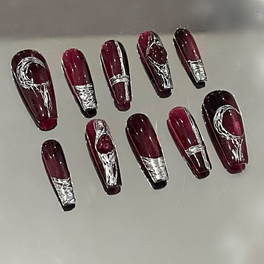 Silver Fusion Dark Moon Nails