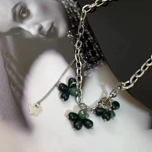 Green bead necklace