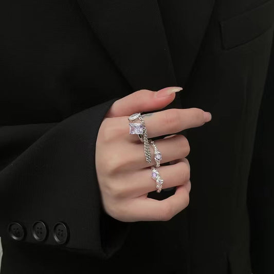 Purple Irregular Metal Diamond Ring