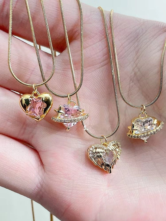 colored diamonds titanium steel collarbone chain necklace
