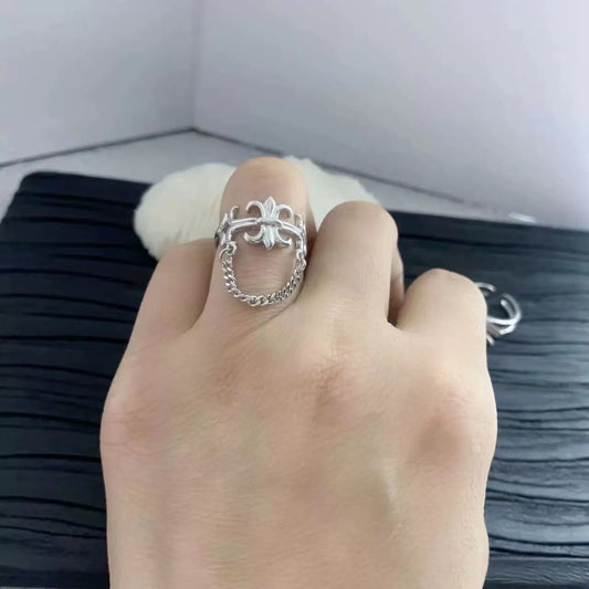 New star rhinestone knotted open ring female tassel chain fashion finger ring