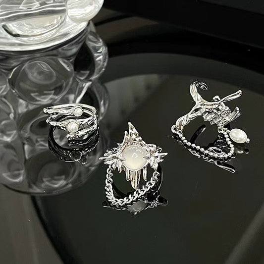Niche design sense moonstone ring open ring