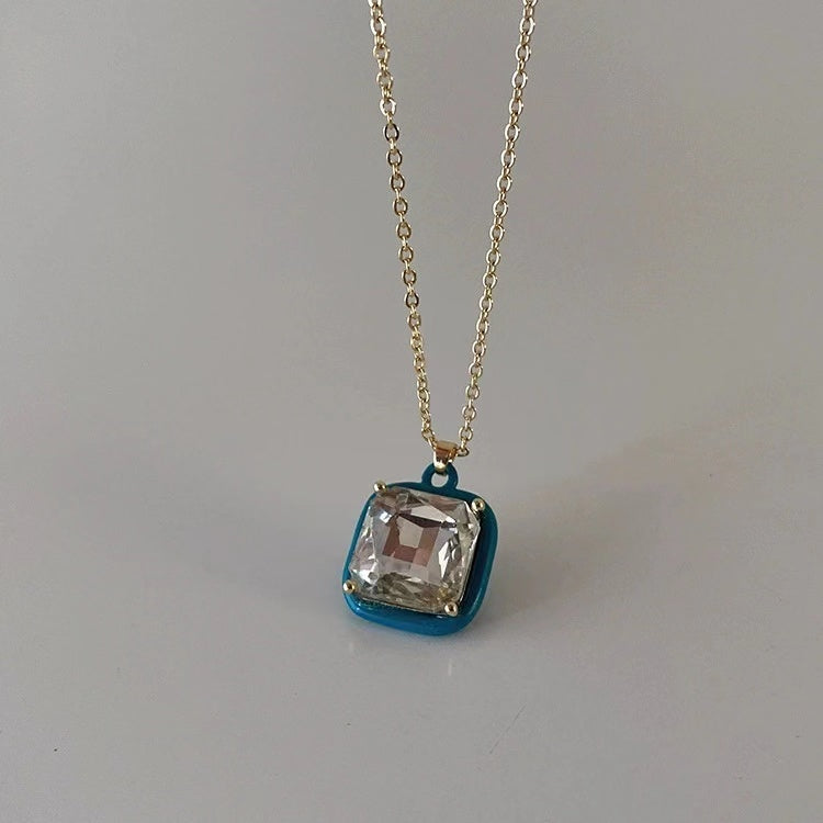 Colorful square love necklace