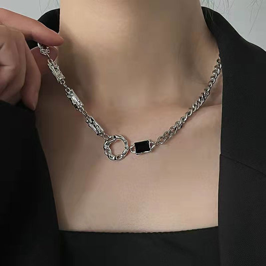 Purple diamond patchwork necklace