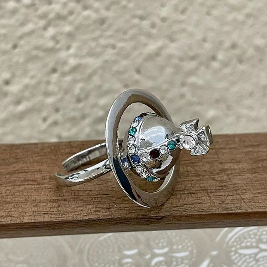 Star wide face belt buckle letter open ring with premium feel