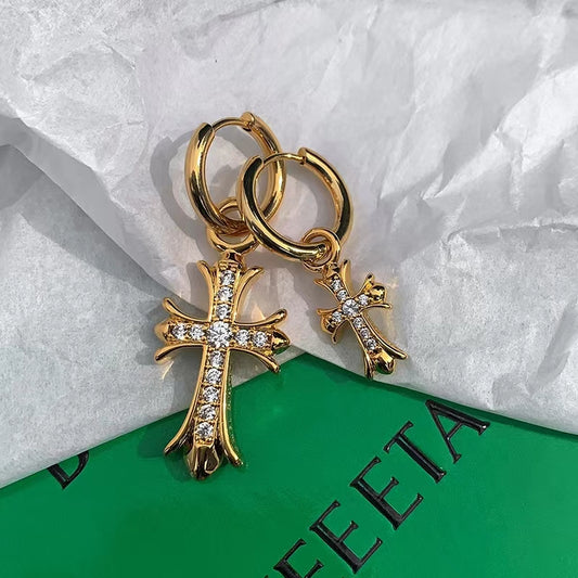 Diamond Cross Earrings