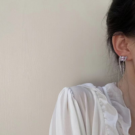 925 silver needle zirconia tassel fairy purple tassel earrings niche design sense super fairy sweet cool wind earrings female tide