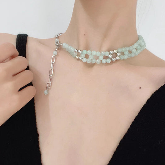 Love heart patchwork pearl necklace