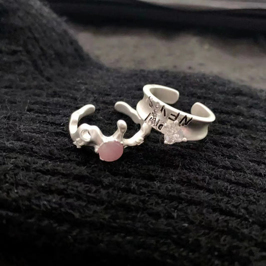 Niche design sense light luxury new tide pink cat's eye stone ring