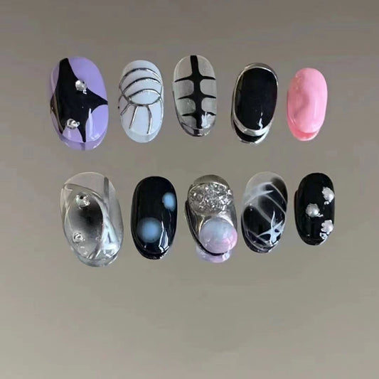 Millennium Spice Girls Y2K Spice Girls nail Saibo futuristic hand-painted wearable nail personality wind nail removable nail