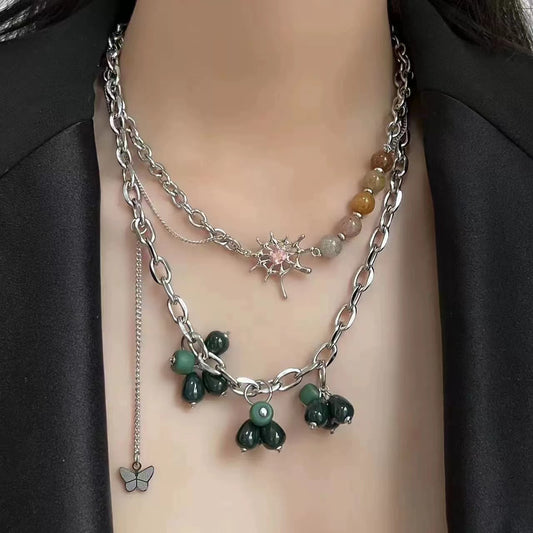 Green bead necklace
