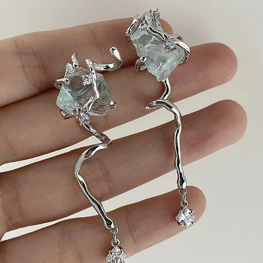 Dreamy blue metal earrings