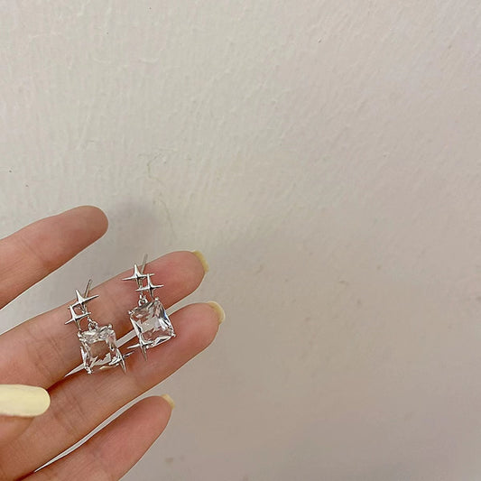 Super fairy square zircon Star Earrings