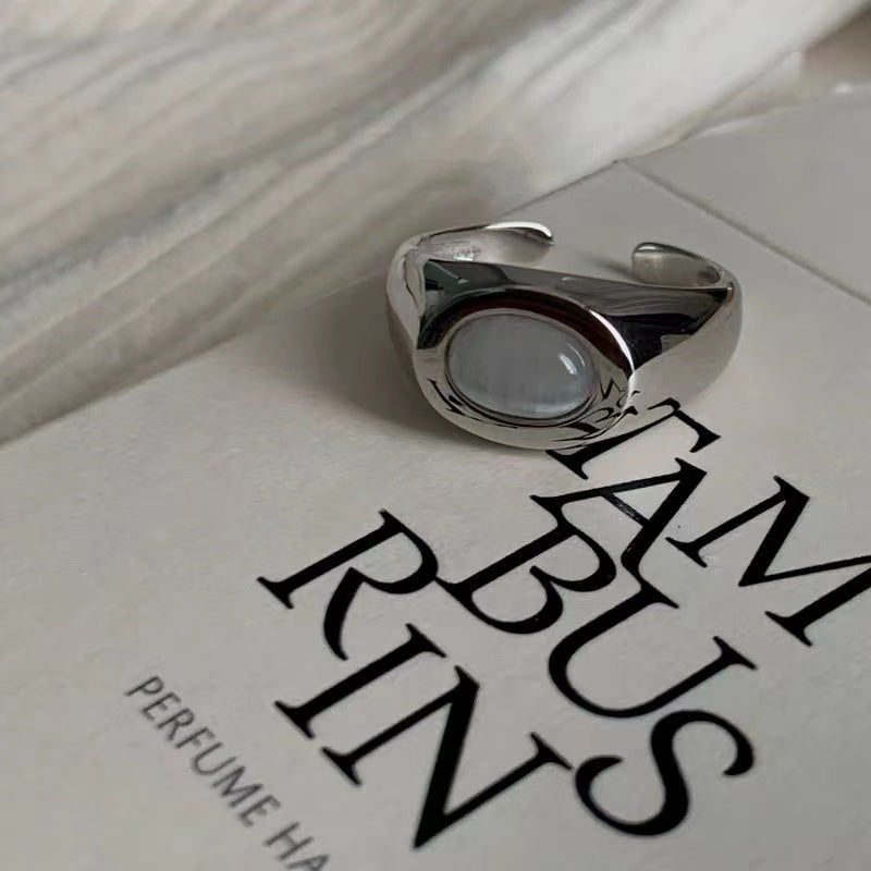 Opal open ring personalized gemstone chain rose ring