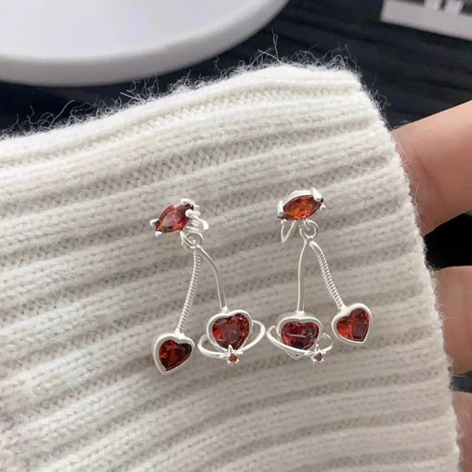 Red cherry earrings with a premium feel