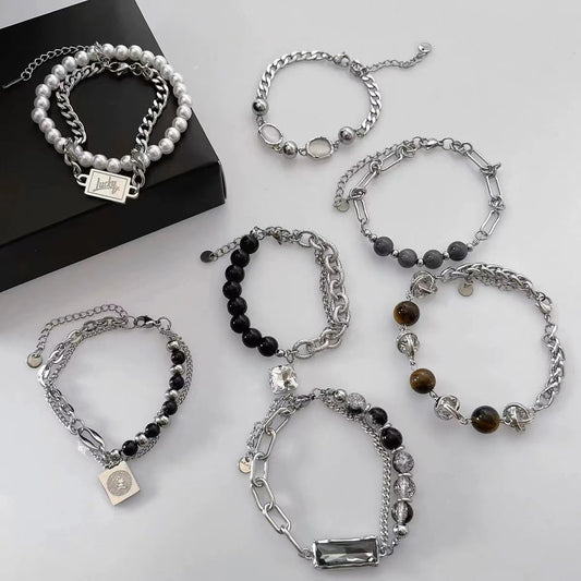 Niche design beads burst cat's eye stone light luxury tide cool spicy senior sense