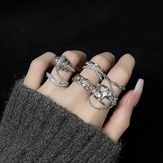 Niche design sense irregular set diamond zircon simple ins cold wind senior light luxury index finger ring female