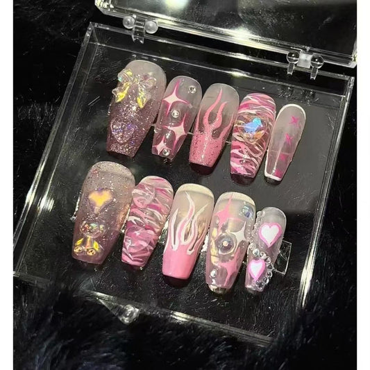 Handmade nail art y2k sweet hottie