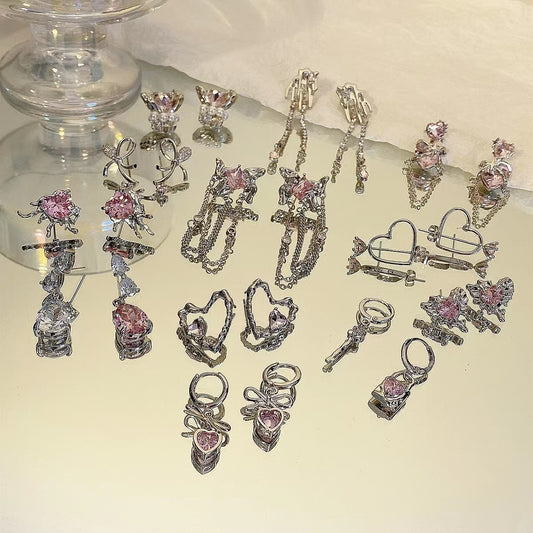 Love key lock irregular tassel earrings niche versatile personality cold wind earrings accessories