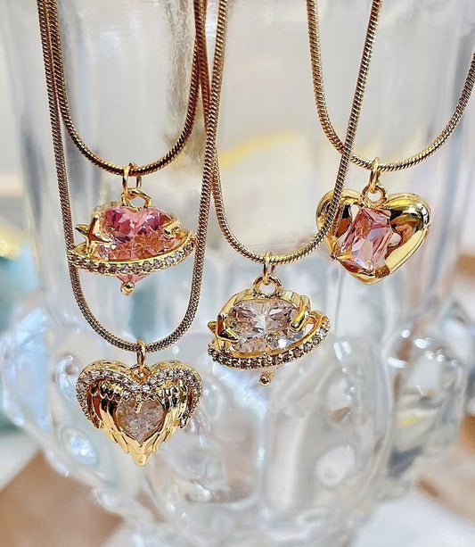 colored diamonds titanium steel collarbone chain necklace