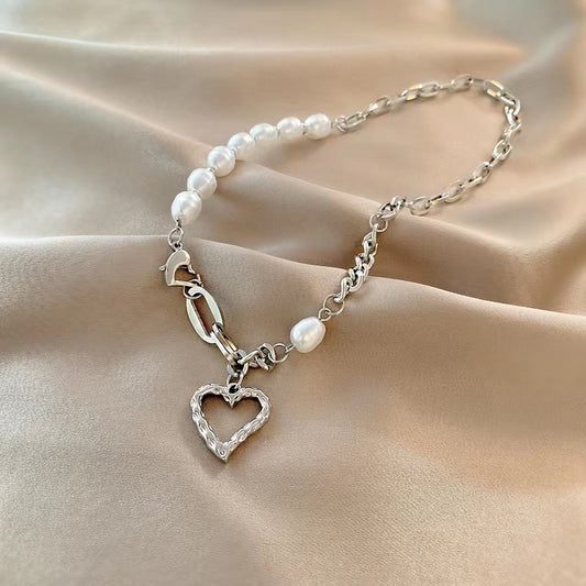 Pearl love necklace new spicy girl senior sense of collarbone chain accessories