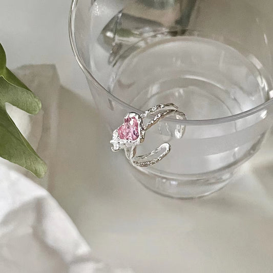Spicy Sweetheart 925 Sterling Silver Pink Diamond Love Ring