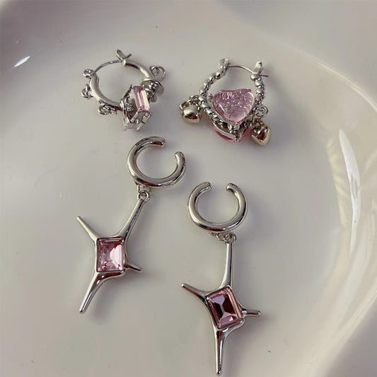 Pink Crystal Love Earrings are lovely and sweet