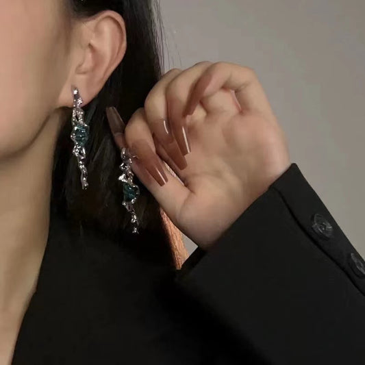 Abstract branch freshwater pearl earrings