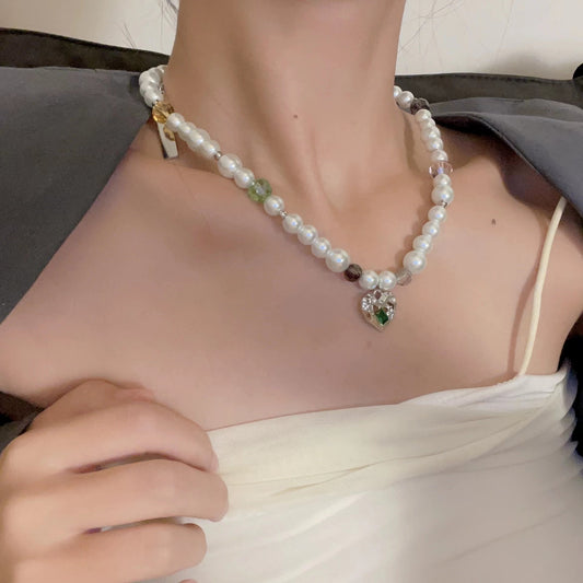 Pearl love metal necklace