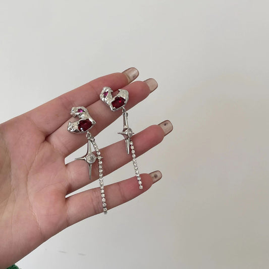 Ruby love Tassel Earrings