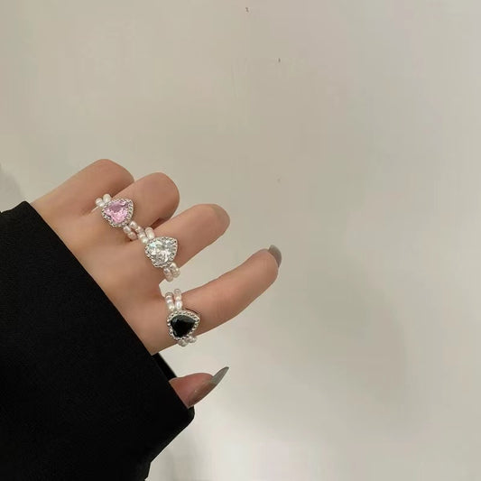 beautiful love shape with diamond index finger ring
