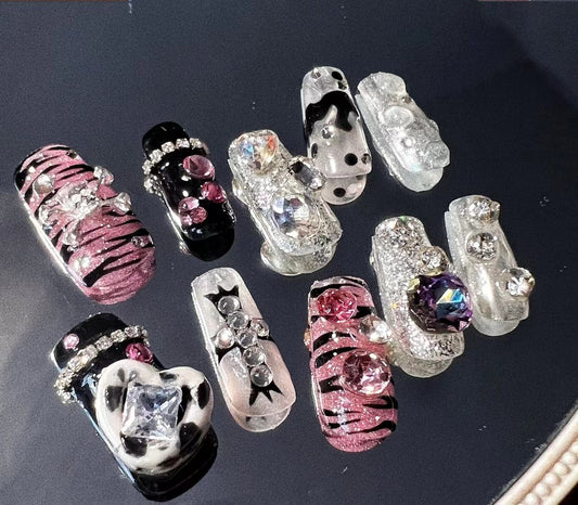 Stay up late hot girl wearing nail art diamond material package
