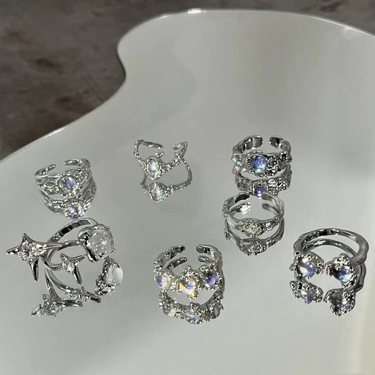 Zirconia and diamond geometric ruffle ring
