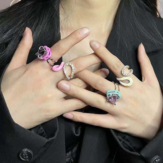 Sweet cool pure lust girl peach heart clash ring