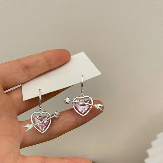 Sweet cool style one arrow through the heart earrings