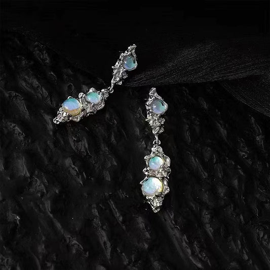 light luxury liquid opal stone earrings
