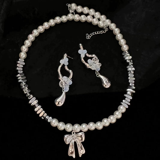 Niche design sense liquid dissolution earrings and necklace