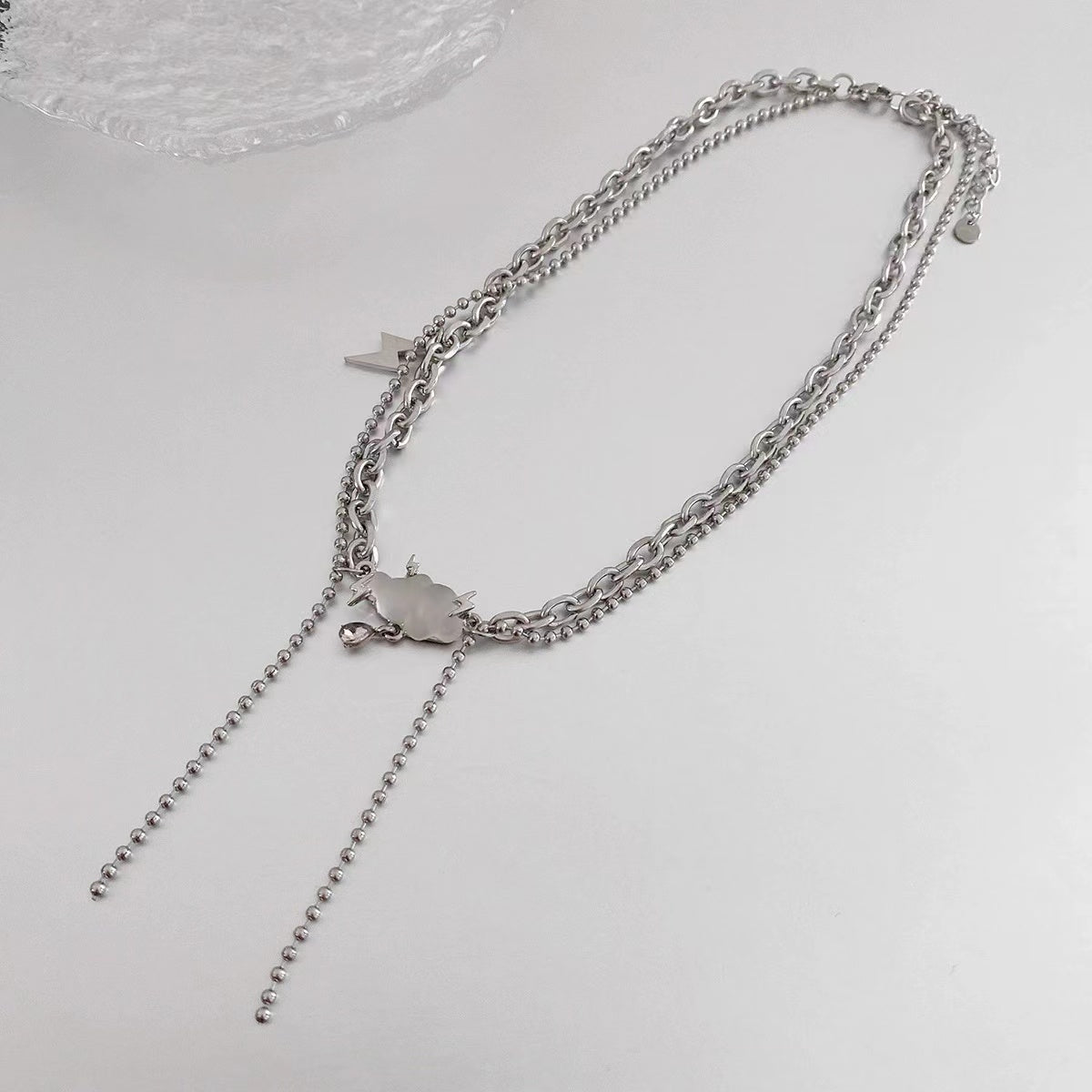 Frosted clouds starburst necklace simple niche design sense clavicle chain