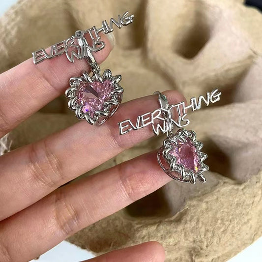 Design sense pink diamond love y2k spicy girl ins style niche design earrings