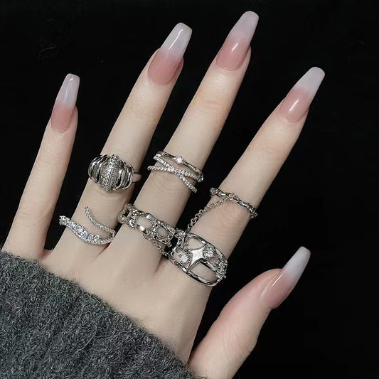 Niche design sense irregular set diamond zircon simple ins cold wind senior light luxury index finger ring female