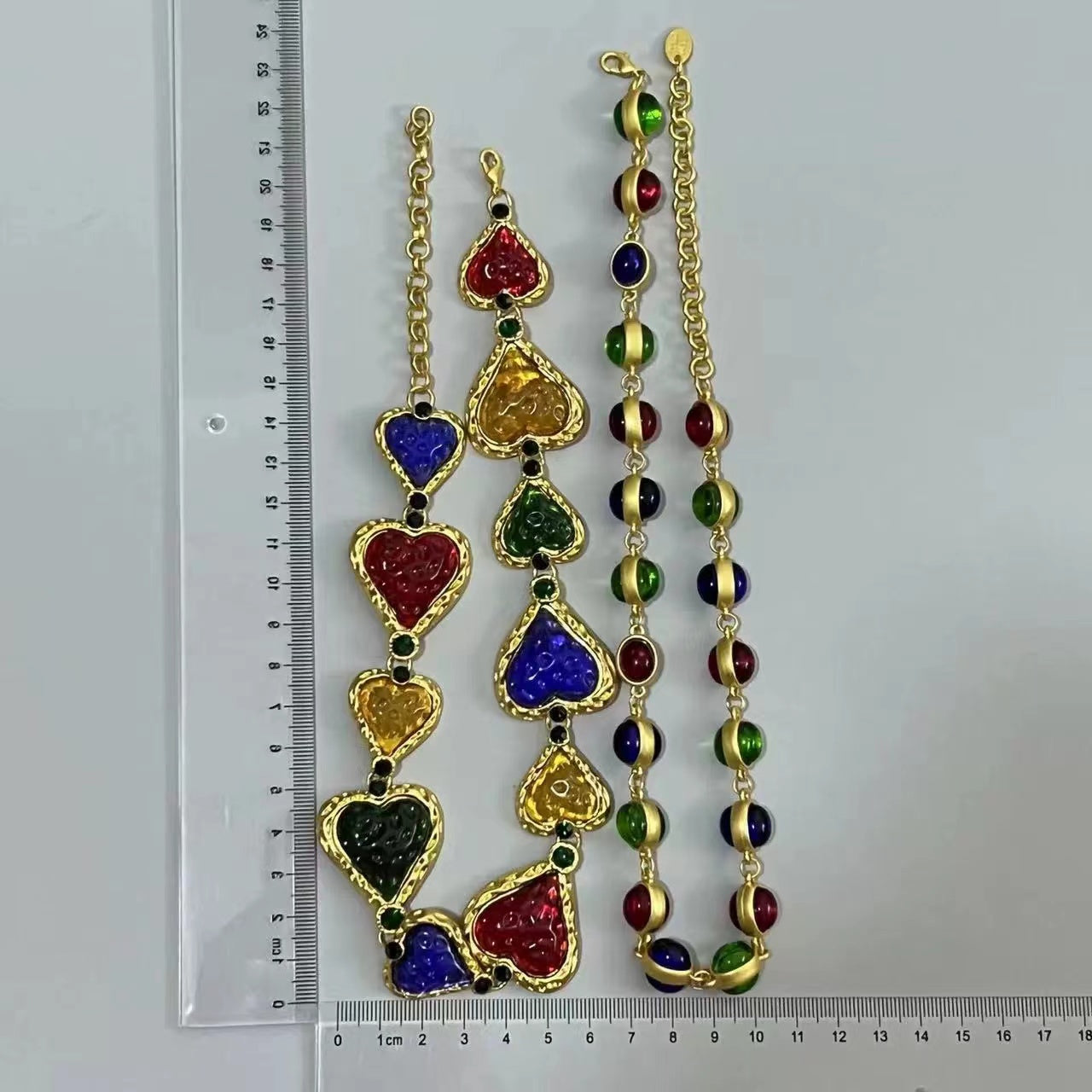 Vintage party colored gemstone love necklace