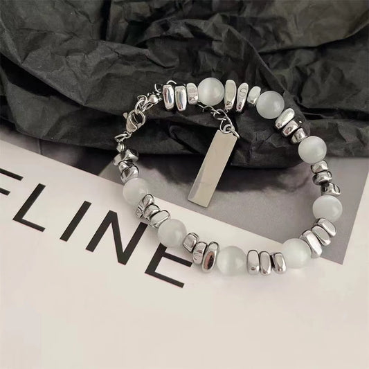 Cat's eye stone crushed bracelet