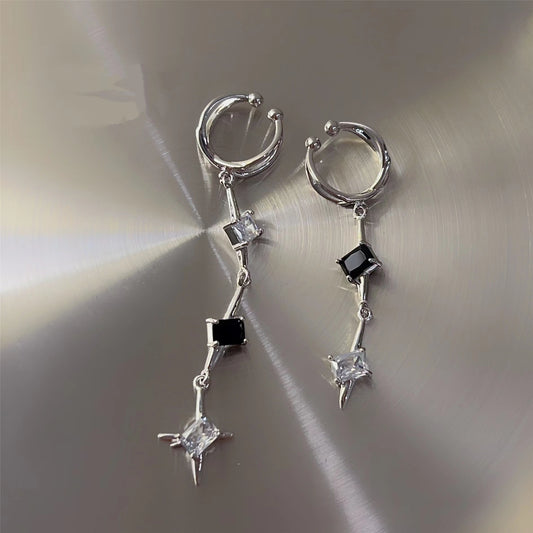 Asymmetric moonlight stone Tassel Earrings