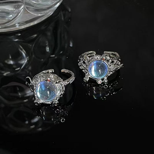 Niche original design butterfly bird high sense moonstone open ring