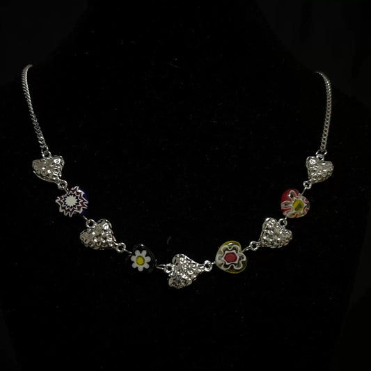 Love necklace colored glaze clavicle chain