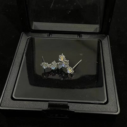 Moonstone jewelry set niche design sense open ring ins cold wind senior sense earrings gemstone necklace