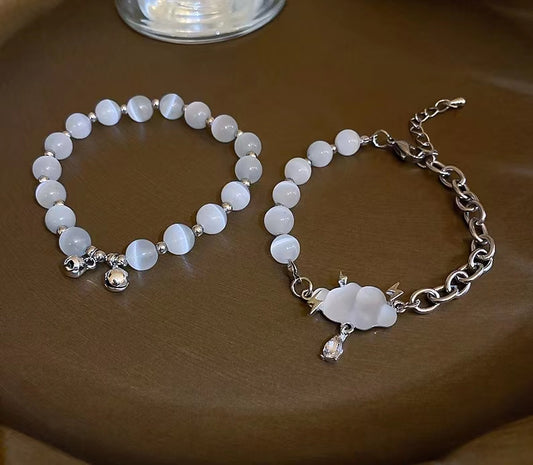 Cat's eye stone aubergine drop bracelet with diamonds