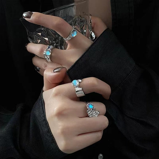 Opal stone couple open ring
