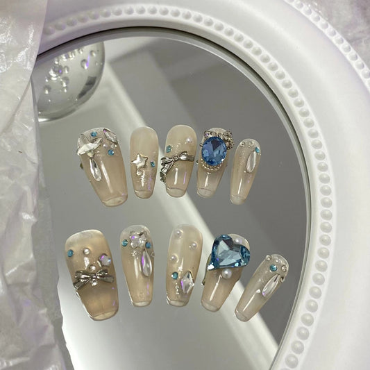 Customized nails with a high sense of taste, hand-painted design nails