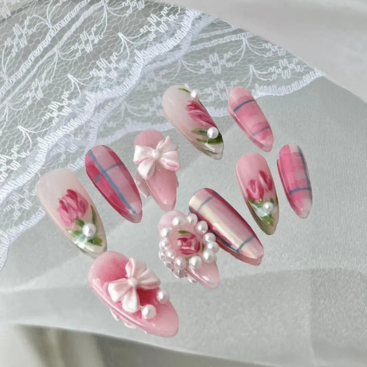 Pink Heartbeat Warning Nail Art